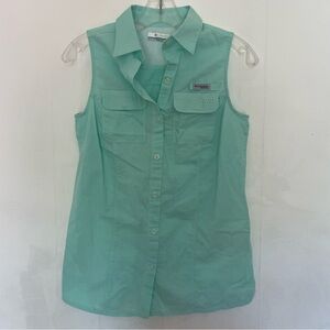 Columbia PFG women’s sleeveless button down teal XS summer hiking fishing camp